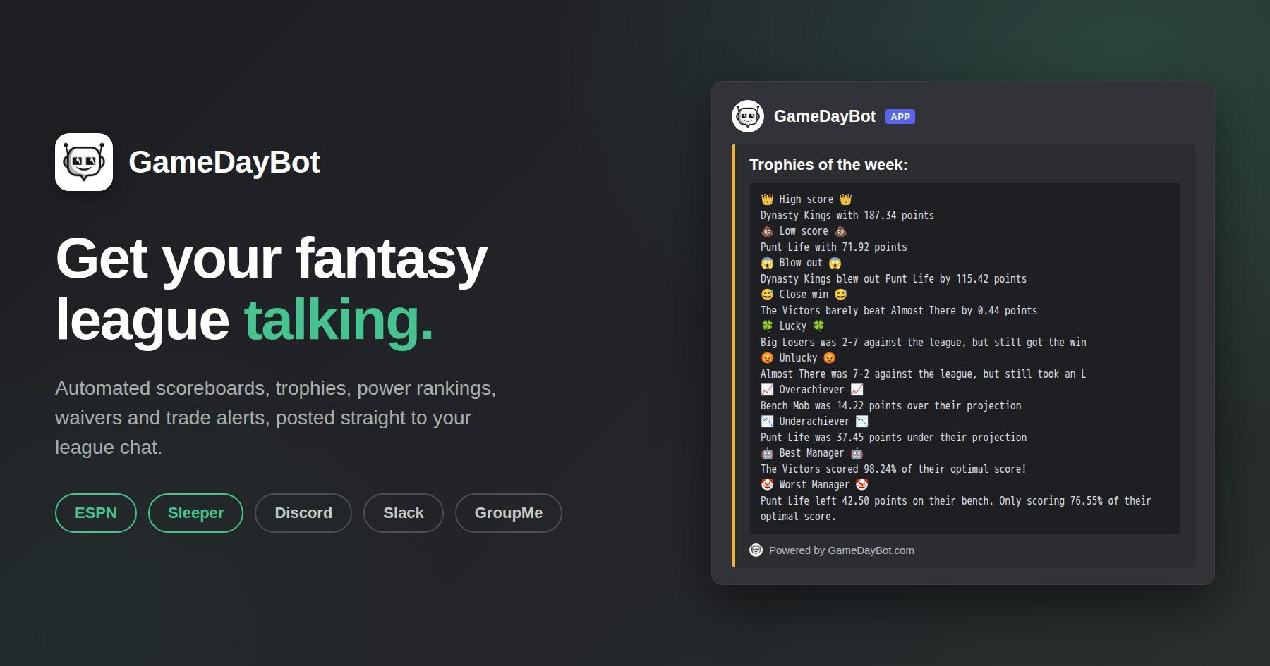 GameDayBot preview